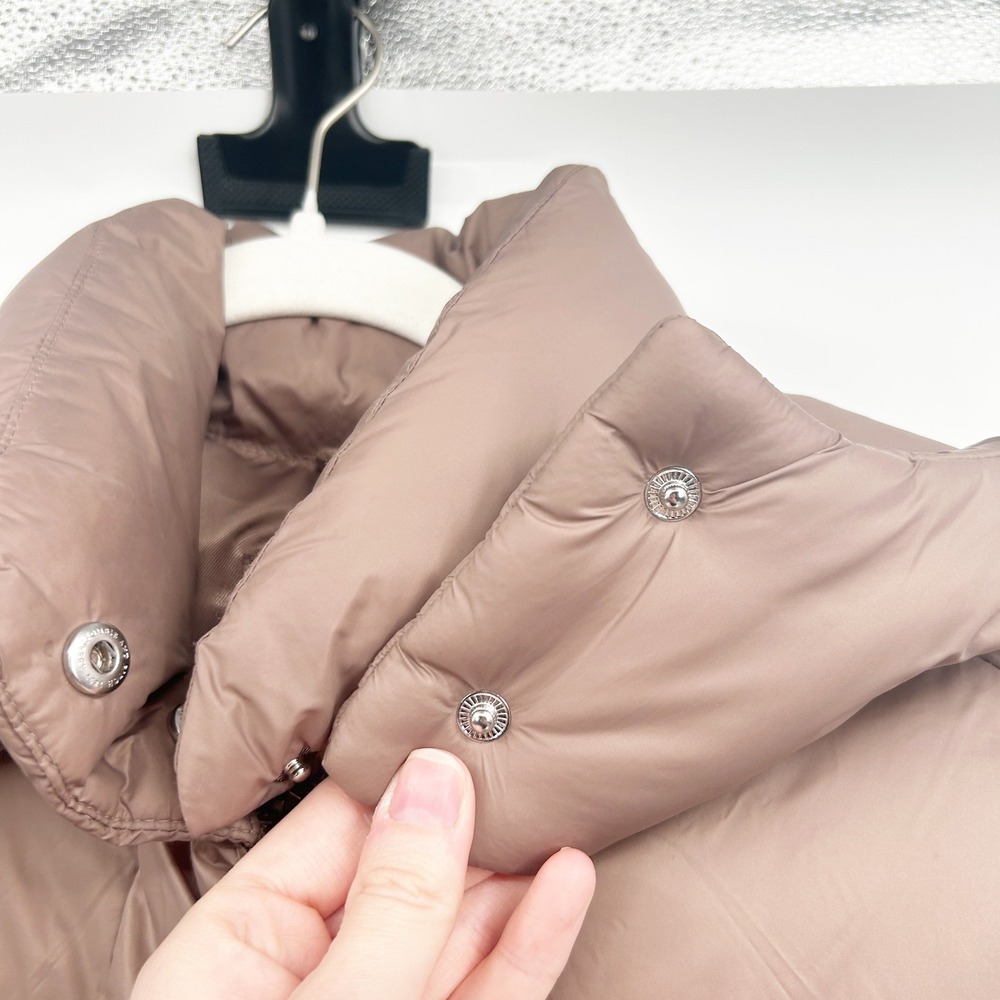Abercrombie & Fitch Womens Taupe Hooded Oversized Puffer Jacket Coat Size S - Picture 10 of 12